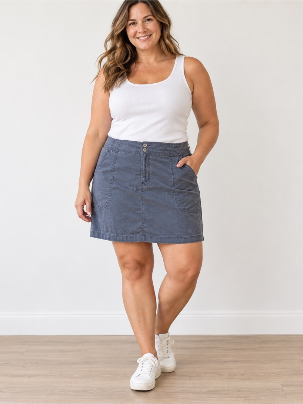 THE NORTH FACE Skirt Skort Womens 14 Midi Pockets Drawstring 35x15 Gray